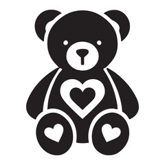 Teddy Bear Silhouette Illustration with Heart for Valentine