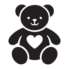 Teddy Bear with Heart Silhouette Icon for Love