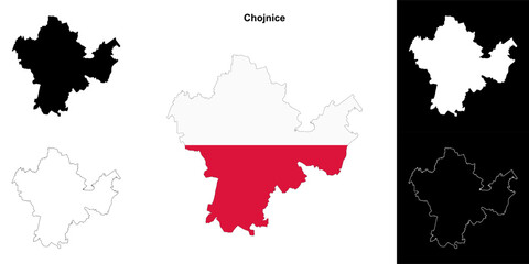 Chojnice county outline map set