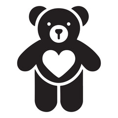 Sweet Standing Teddy Bear with Heart Silhouette