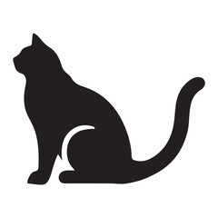 Elegant Silhouette of a Sitting Cat Illustration