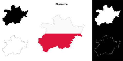 Choszczno county outline map set