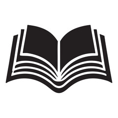 Simple Open Book Silhouette Icon for Education