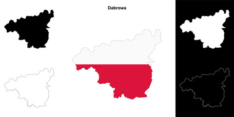 Dabrowa county outline map set