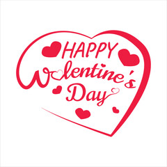 The inscription Happy Valentine's Day in the shape of a heart on a white background.