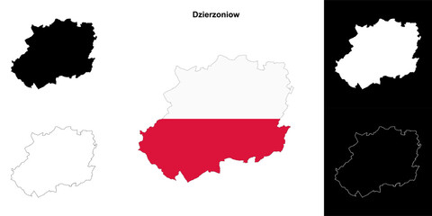 Obraz premium Dzierzoniow county outline map set