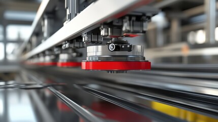 Automated industrial machinery processing metal sheets in a manufacturing plant, showcasing advanced technology and efficient production processes