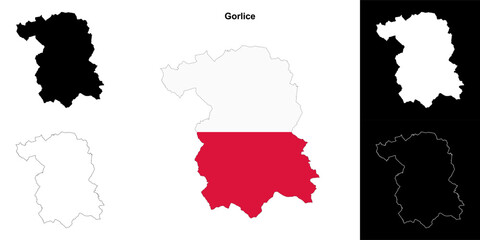 Gorlice county outline map set