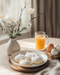 Minimalist Easter Breakfast with Spring Decor