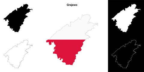 Grajewo county outline map set