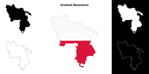 Grodzisk Mazowiecki county outline map set