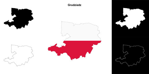Fototapeta premium Grudziadz county outline map set