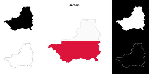 Jarocin county outline map set