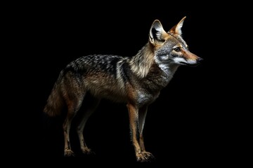 Fototapeta premium Black backed Jackal vector illustration isolated on white background. Night hunter animal. Smart predator.