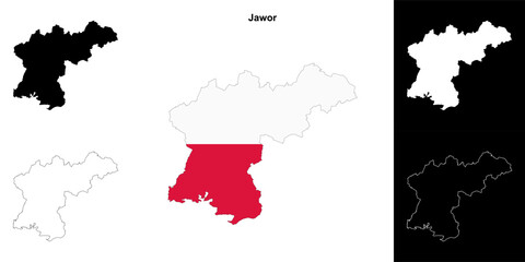 Jawor county outline map set