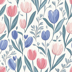 Spring seamless pattern of floral designs vibrant colors textile design nature setting close-up view fresh concept