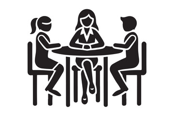 Business Meeting Silhouette Illustration of People at a Table