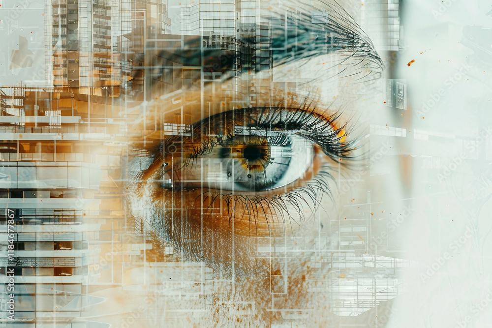 Poster close portrait of professional worker generative ai image