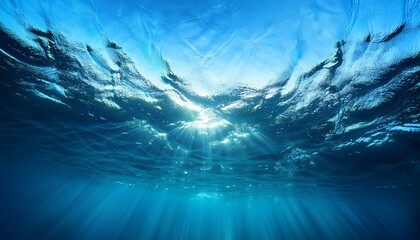 blue water background underwater in ocean