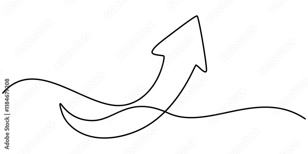 Aufkleber arrow pointing right, line continuous drawing vector. one line arrow pointing right, vector backgrou