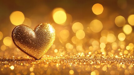 Golden Heart Valentine's Day Background