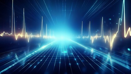 Obraz premium Ecg graph medical background 3d illustration; heartbeat pulse cardiogram, healthcare concept