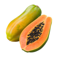 Papaya fruit on a transparent background