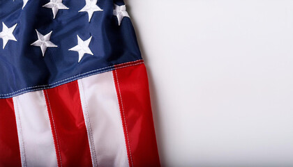 the flag of america of the us on white historical past with copy space