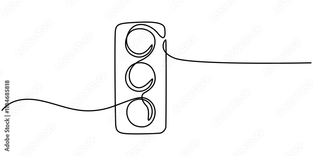 Fototapete light traffic one line continuous. light traffic line art. hand drawn vector art, continuous one lin