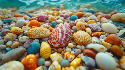 A scattered collection of pebbles on a plain surface, symbolizing disarray, fragmented thoughts, and chaotic emotions, with a blurred caption space, evoking a sense of confusion and scattered mind