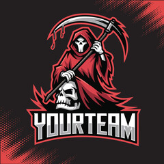 Reaper Head Skull Mascot Team Esports Logo