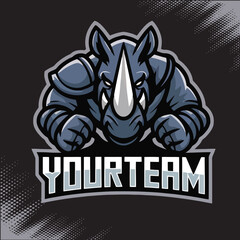 Rhino One Horned Mascot Team Esports Logo