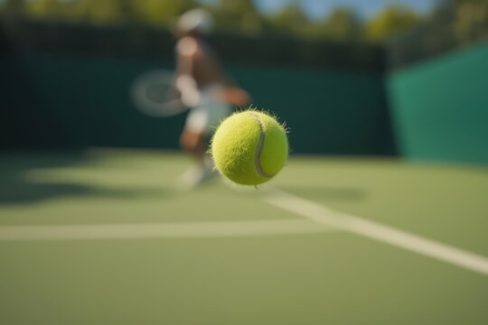 a tennis ball is in the air - Powered by Adobe