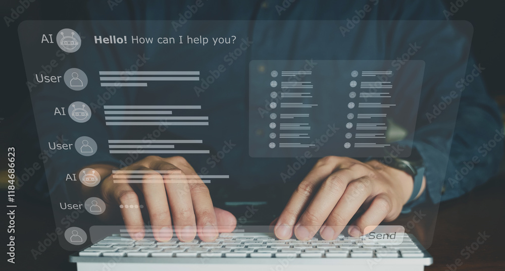 Aufkleber concept ai chat and program assistance for business and technology ai