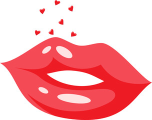 Obraz premium Illustration of Lips with Floating Hearts