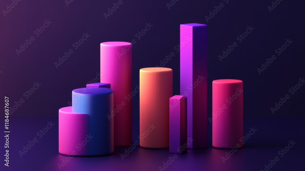 Leinwandbilder an engaging d bar graph illustrating market trends, with detailed textures on the bars and a gradien