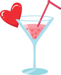 Colorful Heart-Themed Cocktail Illustration