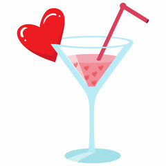 Colorful Heart-Themed Cocktail Illustration