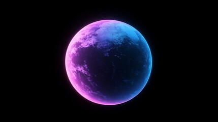 Vibrant Neon Planet in the Deep Space