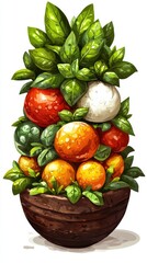 Vibrant garnished salad creation isolated on white background food art high-quality imagery for culinary inspiration