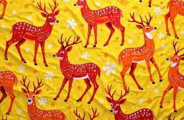 Obraz premium Bright Deer-Inspired Textile Design for Fall Accessories
