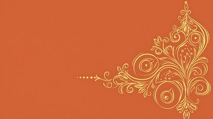 Elegant Gold Floral Design on Burnt Orange Background