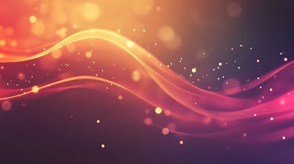 Abstract Red Orange Wave With Glowing Particles