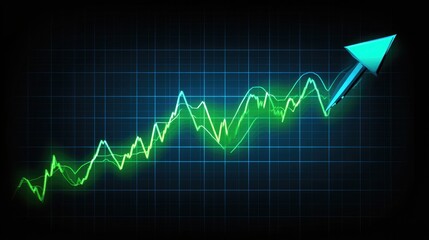 Business performance background with a rising stock chart, economic data, and financial trends, clean and professional