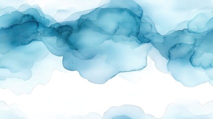 Abstract Teal Ink Wash Painting