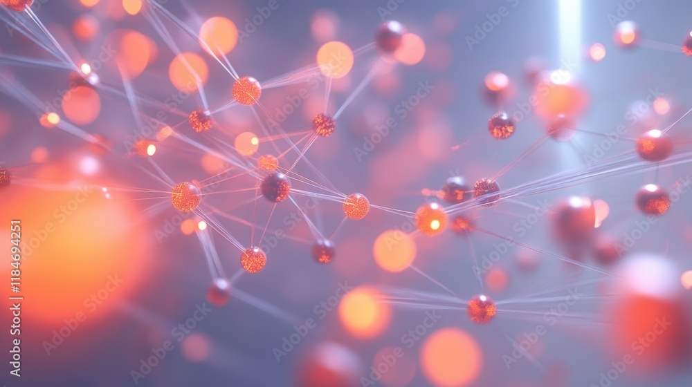 Poster abstract 3d rendering of interconnected nodes forming a complex network, symbolizing data exchange, 