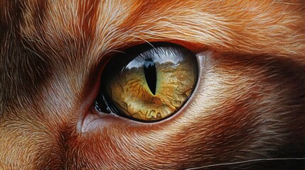 Close-up of a cat eye with high detail, curious and intense expression 
