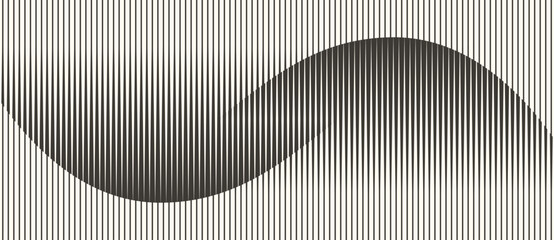 Abstract art geometric background with vertical lines. Optical illusion with waves and transition.