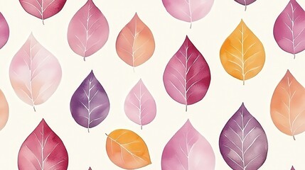 Obraz premium Watercolor autumn leaf pattern, pastel hues