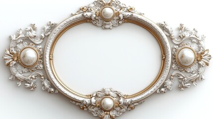 Ornate decorative frame with intricate detailing and pearl accents, ideal for showcasing artwork.